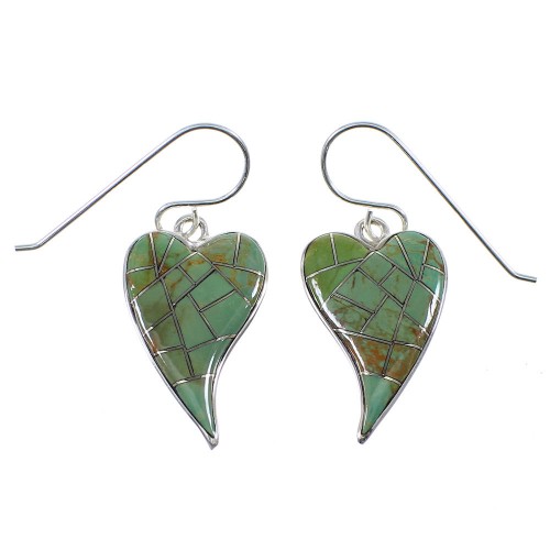 Turquoise Sterling Silver Hook Dangle Heart  Earrings YX52162