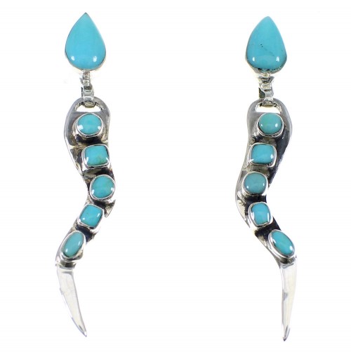 Turquoise Authentic Sterling Silver Southwest Post Dangle Earrings YX51868