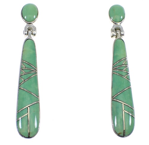 Southwestern Turquoise Sterling Silver Post Dangle Earrings YX53639