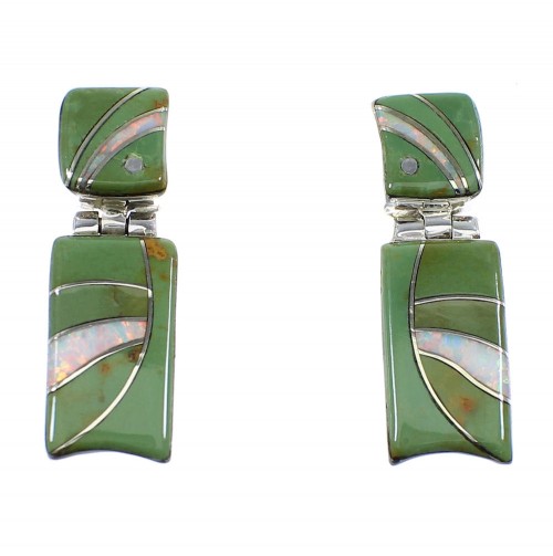 Southwestern Turquoise Opal Inlay Silver Earrings EX53983