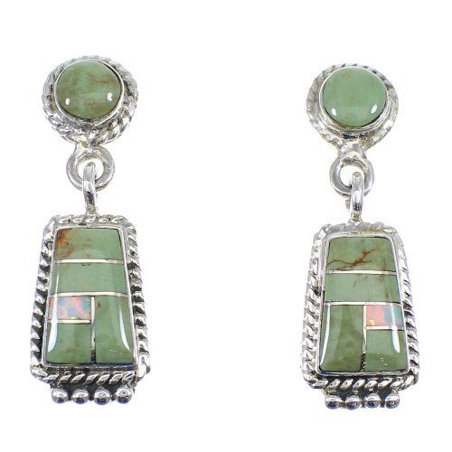 Turquoise Opal Sterling Silver Post Dangle Earrings YX53479