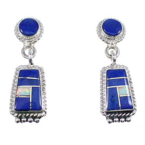 Lapis Opal Sterling Silver Post Dangle Earrings YX53503