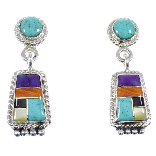 Multicolor Sterling Silver Post Dangle Earrings YX53518