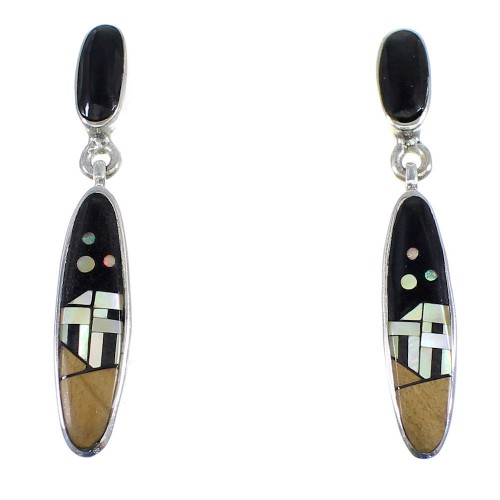 Sterling Silver Multicolor Native American Pueblo Design Earrings YX53590