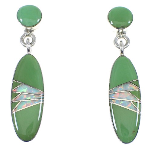 Turquoise And Opal Sterling Silver Post Dangle Southwestern Earrings YX53264