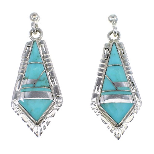 Southwest Turquoise Sterling Silver Earrings RX55342