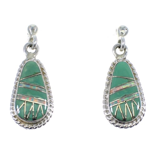 Turquoise And Opal Inlay Sterling Silver Earrings RX55353