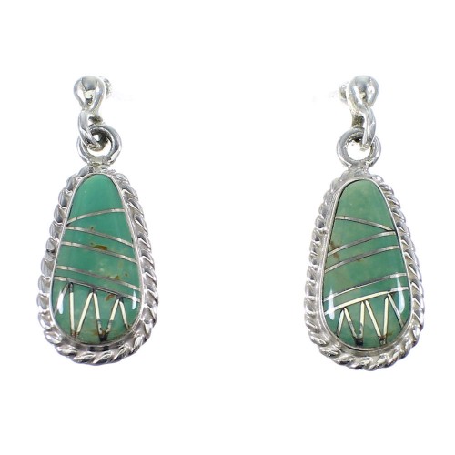 Authentic Sterling Silver Turquoise Inlay Earrings RX55358