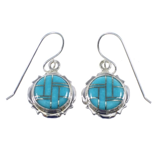Turquoise And Silver Southwest Hook Earrings YX52616