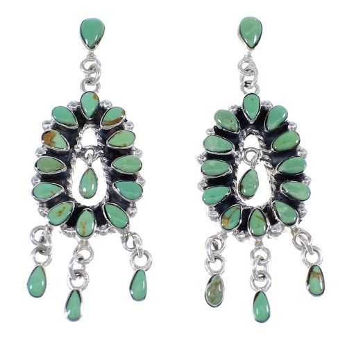 Turquoise Sterling Silver Post Dangle Earrings YX53294