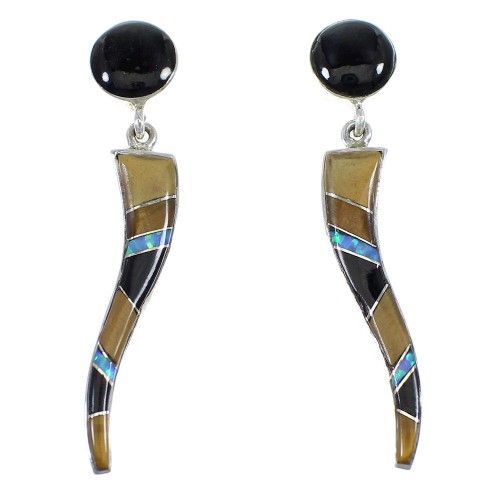 Multicolor Silver Post Dangle Southwestern Earrings YX53090