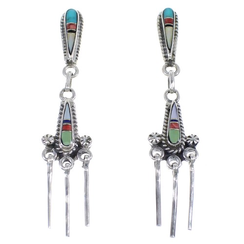 Multicolor Sterling Silver Southwestern Earrings YX53109