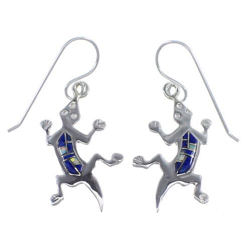 Lapis Opal Sterling Silver Lizard Earrings YX52735