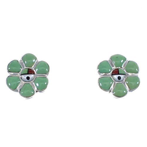 Southwestern Multicolor Sun And Flower Sterling Silver Earrings YX52767