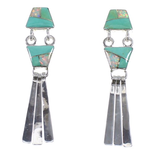 Southwestern Turquoise Opal Sterling Silver Post Dangle Earrings YX52806