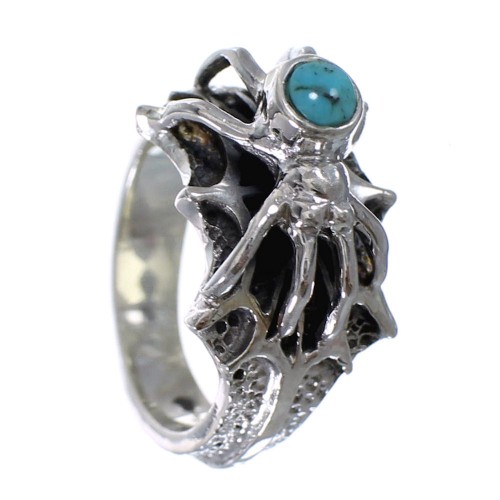 Southwest Turquoise Sterling Silver Spider Ring Size 6-3/4 AX52963