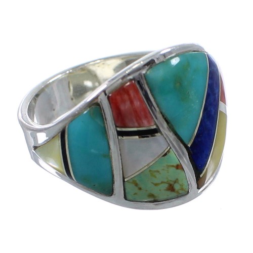 Southwestern Multicolor Sterling Silver Ring Size 6-1/2 AX53139