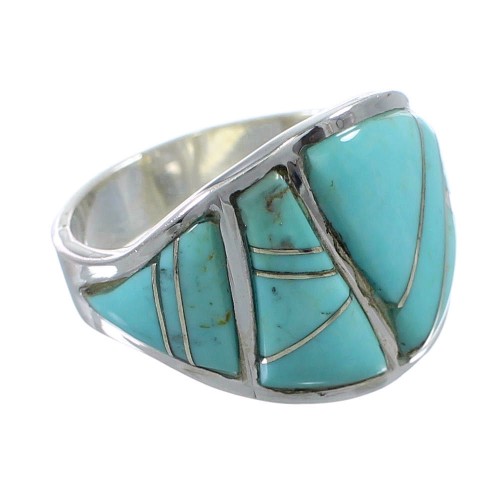 Genuine Sterling Silver Turquoise Ring Size 7-3/4 AX53330