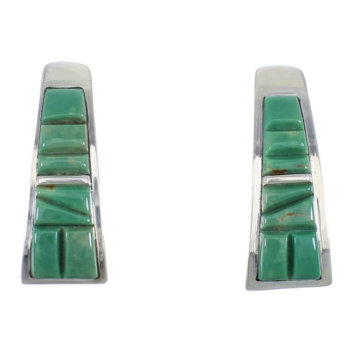 Turquoise Inlay Sterling Silver Southwestern Earrings YX52902