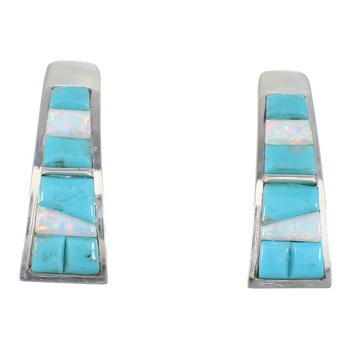 Turquoise And Opal Sterling Silver Southwestern Earrings YX52989