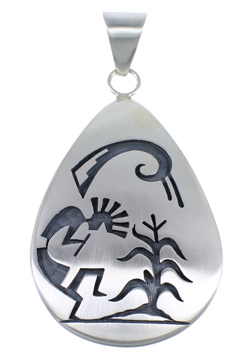 George Phillips Corn Stalk Kokopelli Hopi Indian Silver Pendant EX53854