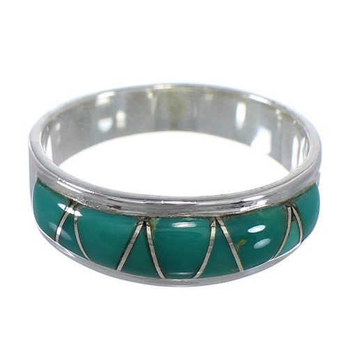 Southwestern Turquoise Sterling Silver Ring Size 5-3/4 AX53386