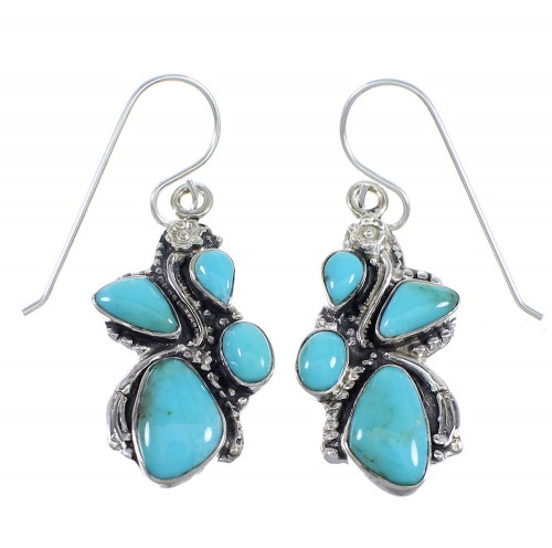 Southwest Sterling Silver Southwest Turquoise Hook Earrings RX55224