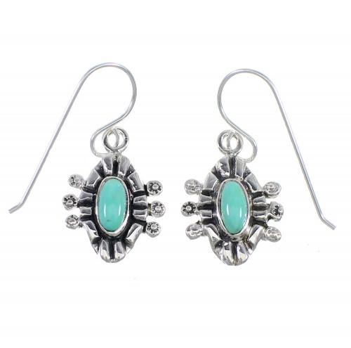 Southwest Sterling Silver And Turquoise Hook Earrings RX55268