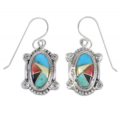 Multicolor Sterling Silver Hook Dangle Earrings RX54701