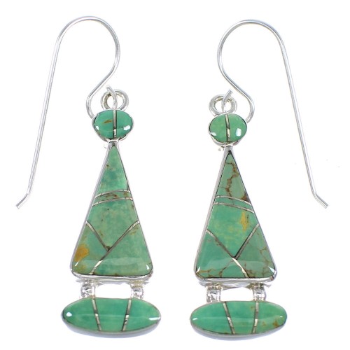 Turquoise Inlay Sterling Silver Earrings RX55597