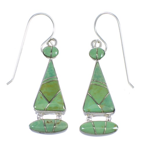 Southwest Turquoise Inlay Sterling Silver Earrings RX55598