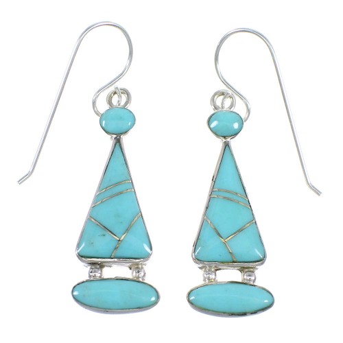 Southwestern Turquoise Inlay Silver Earrings RX55607