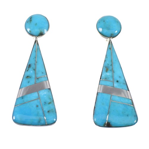 Southwest Turquoise Sterling Silver Post Earrings RX54855