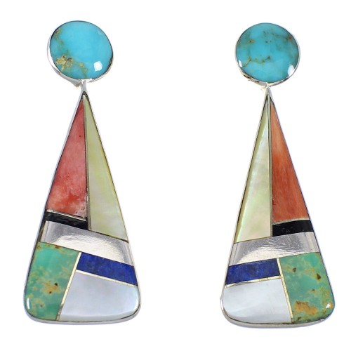 Southwest Silver Multicolor Post Earrings RX54864