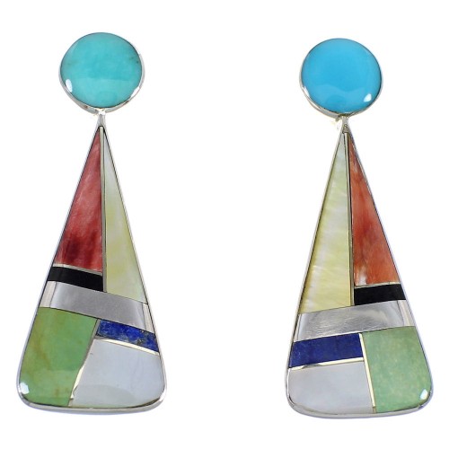 Sterling Silver And Multicolor Post Earrings RX54867