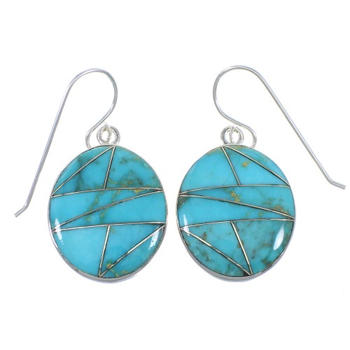 Turquoise Sterling Silver Hook Dangle Earrings RX54882