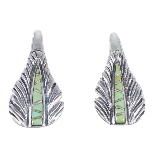 Southwestern Silver Turquoise Feather Post Earrings RX54928