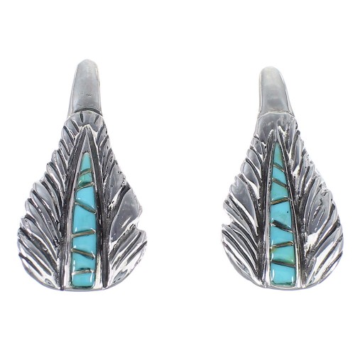 Sterling Silver And Turquoise Feather Post Earrings RX54934