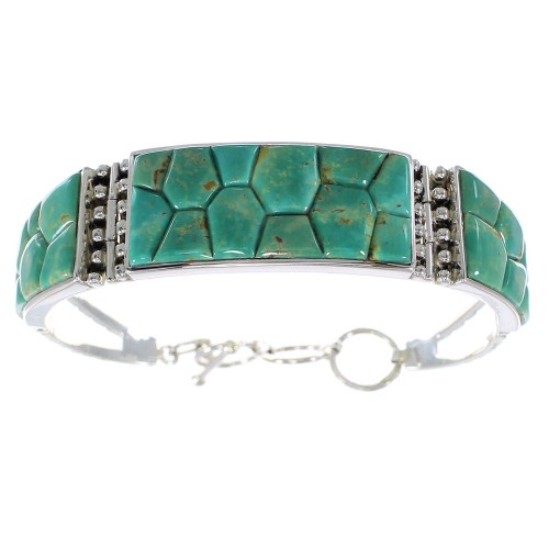 Southwest Turquoise And Silver Link Bracelet AX54448
