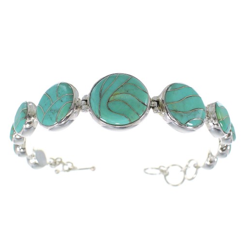 Turquoise Southwest Sterling Silver Link Bracelet AX54151