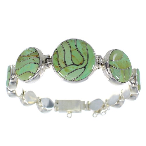Southwestern Turquoise Silver Jewelry Link Bracelet AX54192