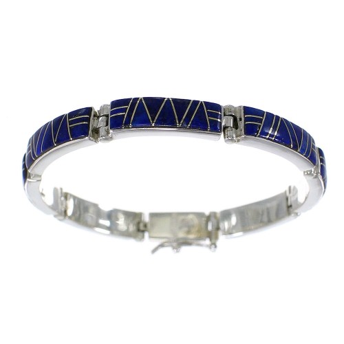 Southwest Lapis Jewelry Sterling Silver Link Bracelet AX55284