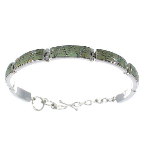 Turquoise And Opal Sterling Silver Link Bracelet AX54869