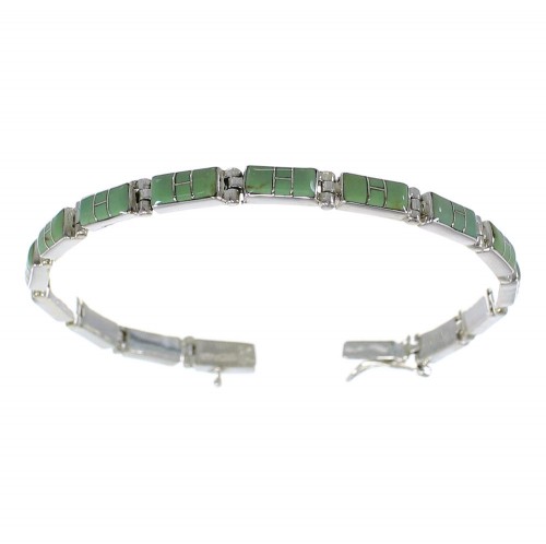Southwestern Sterling Silver And Turquoise Link Bracelet EX54187