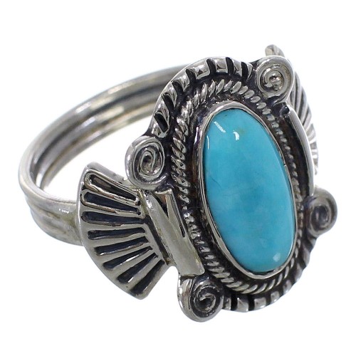 Genuine Sterling Silver Southwest Turquoise Ring Size 7-3/4 EX56324