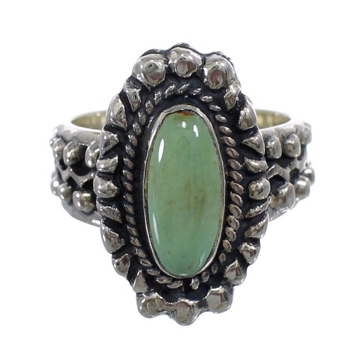 Turquoise And Genuine Sterling Silver Ring Size 6-1/4 EX56348
