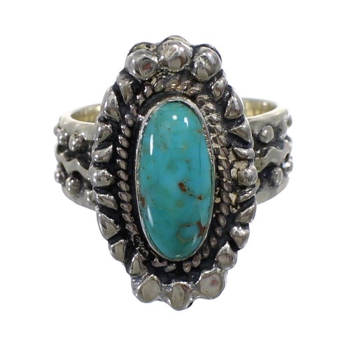 Turquoise Southwest Sterling Silver Ring Size 4-3/4 EX56364