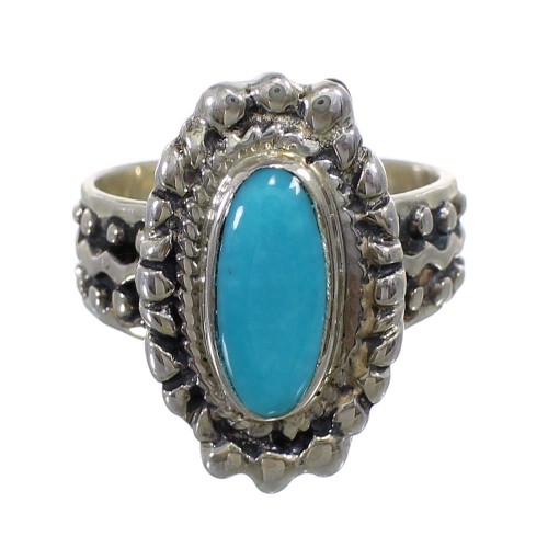 Turquoise Southwestern Sterling Silver Ring Size 6-1/4 EX56365