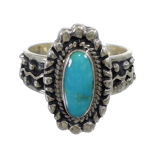 Turquoise And Genuine Sterling Silver Ring Size 8-1/4 EX56367