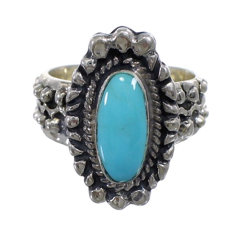 Authentic Sterling Silver Southwest Turquoise Ring Size 6-3/4 EX56374